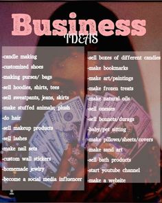 What Can I Sell In My Small Business, Different Types Of Business Ideas, Type Of Business Ideas, Bussines Ideas Names, School Bussines Ideas, Self Owned Business Ideas, Cute Bussines Idea, Ideas To Start A Business, Beginner Business Ideas