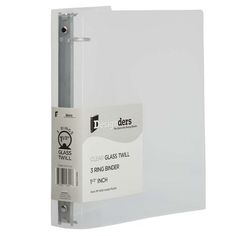 a clear binder with two rings on each side