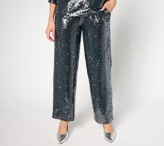 You've had the date circled for months. Now it's time to shine, so treat yourself to some special-occasion glam with Stacy London's sequinned pull-on pants! Sparkle's on display all evening with these wide-leg wows, pulling focus directly at you and your glittering sense of style. Just imagine your entrance: spectacular! From by Stacy London. Stacy London, Sequin Pant, Ankle Pants, Pull On Pants, To Shine, On Display, Then And Now, Entrance, Special Occasion