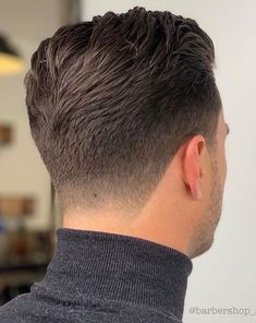 Men’s Slick Back Fade, Mens Haircuts For Square Face, Men Tapered Haircut, Blended Fade Mens Haircut, Tapered Slicked Back Hair, Men Haircut Styles Slick Back, Men Barber Hairstyle, Men’s Low Skin Fade Haircut, Gentleman’s Cut