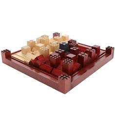 a wooden board game with blocks on it