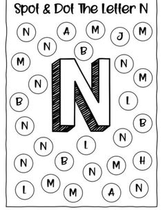 the letter n worksheet with letters and numbers