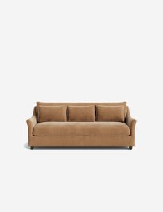 Niven Loose Back Sofa Caramel Velvet Sofa, Comfy Modern Sofa, Camel Sofa, Wood Frame Couch, Nest Furniture, Polo Lounge, Olive Sofa, Modern Home Designs, Burled Wood Furniture