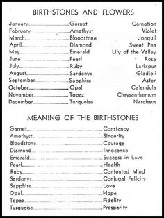 the names of births and flowers are shown in this black and white photo,