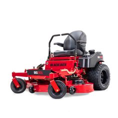 a red riding mower on a white background with the words blackhawk written on it