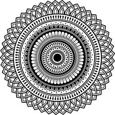 a black and white drawing of a circular design with an intricate motif in the center