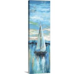 a painting of a sailboat floating in the water