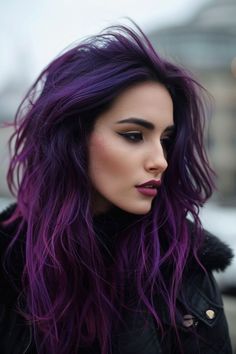 Purple Hair Color, Rambut Brunette, Dark Purple Hair, Hair Color Underneath, Vivid Hair Color, Cute Hair Colors, Men Hair Color