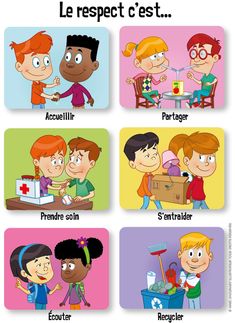 four different pictures with the words in french and english, including children's names