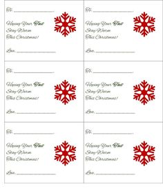 four red snowflakes on white paper with the words merry christmas written below them