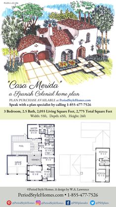 the floor plan for this spanish style home