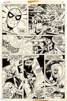 the amazing spider - man comic story page from the first appearance in an old comic book