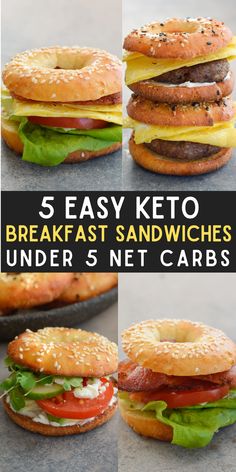 Enjoy 5 Easy Keto Breakfast Sandwiches, all under 5 net carbs each! This is perfect for low carb, gluten free meal prep! Wraps Recipes Easy, Gluten Free Meal Prep, Bagel Breakfast, Bagel Breakfast Sandwich, Easy Keto Breakfast, Keto Gluten Free, Easy Wrap, 26 Years Old, Low Carb Breakfast Recipes