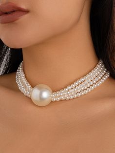 An exclusive offer for you——Affordable prices at Stylewe store, SPU: 110NE6ICD72, Color: White Golden Silver, Decoration/Process:Beading, Type:Layer Sets Elegant Beaded Jewelry Diy, Party Pearl Choker, Bead Necklaces Ideas, Nackles Design, Pearl Necklace Ideas, Diy Beaded Necklaces, Types Of Beads, Multi Layer Necklace Beads, Diy Jewelry Set