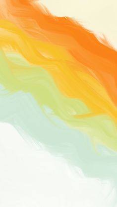 an orange, yellow and green painting with white background