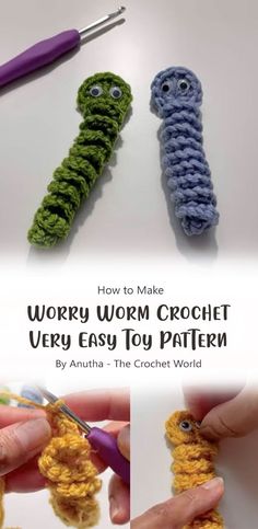 crocheted worms are being used to make the wormy worm crochet