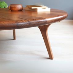 a wooden table with some books on it