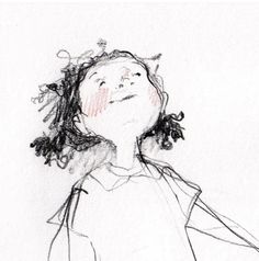 a child's drawing of a girl with flowers in her hair