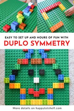 Easy Duplo Symmetry Activity for Kids to Learn Math Symmetry Activities, Lego Math, Lego Challenge, Lego Education, Learn Math, Lego Activities, Learning Shapes, Lego For Kids, Lego Projects