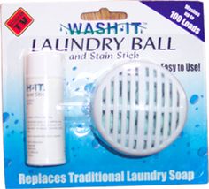 a package of laundry ball and sanitizer in it's packaging with the product inside