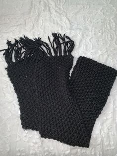 EXPRESS KNIT BLACK SCARF. Condition is "Pre-owned". Shipped with USPS First Class. Scarf Knitted, Scarf Crochet, Black Scarf, Crochet Scarves, Long Black, Knit Scarf, Black Knit, First Class, Fingerless Gloves