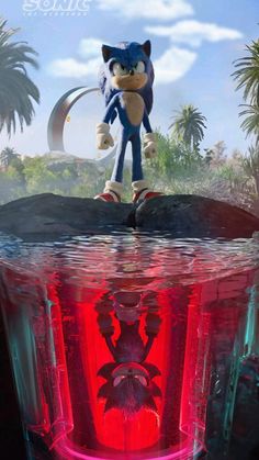 sonic the hedgehog standing on top of a rock