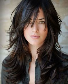 Layered Long Hair, Long Hair With Bangs And Layers, Bangs Brunette, Long Layered Hair With Bangs, Rambut Brunette, Long Layered Cuts, Haircuts For Long Hair With Layers, Layered Hair With Bangs, Haircuts For Medium Length Hair