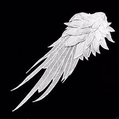 Angel Wing Applique Embroidered Measurement : 14.75'' L X 6'' W Price Per Pcs Beautiful embroidered applique price per pcs, suitable for Dress as Shoulder Patch and other Craft Project. Only in White Color, Material 100% Polyester Fabric Upcycle, Illusions Art, Lace Neck, Clay Dragon, Optical Illusions Art, Dragon Wings, Illusion Art, Handmade Lace, Embroidered Applique