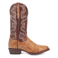 Get your head in the game and feet in the turf with the Dan Post Primetime boot. Handcrafted with a genuine caiman skin foot and the finest leather shaft, this boot is 13 inches of excellence and features a medium round toe, cowboy heel and Soft Strike Removable Orthotic insole. Size: 9D.  Color: Brown.  Gender: male.  Age Group: adult.  Pattern: embroidered. Wide Calf Mid-calf Boots With Snip Toe For Rodeo, Mens Square Toe Boots, Cowboy Casual, Men’s Western Boots, Chelsea Boots Dress, Western Style Brown Mid-calf Boots Medium Width, Western Brown Mid-calf Heeled Boots, Brown Mid-calf Western Heeled Boots, Boots Mid Calf