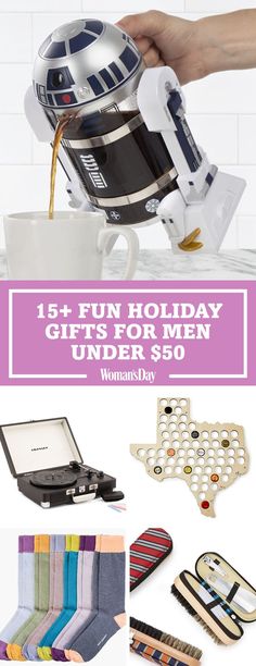 gifts for women under $ 50 with text that reads, 13 fun holiday gifts under $ 50