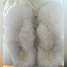 Apparis Brand New Never Worn Size 8 Biba Faux Fur White Slippers!!! New With Dust Bag. White Slippers, Fluffy Slippers, White Faux Fur, Faux Fur, Dust Bag, Color White, Slippers, Women Shoes, Brand New