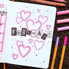 February Dot Journal, February Scrapbook Page Ideas, February Journal Cover Page, February Calendar Doodles, Months Journal Ideas, February Drawings Ideas, February Book Journal, February Scrapbook Page