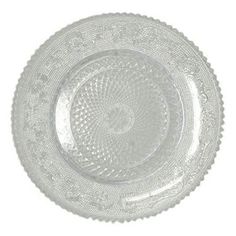 an empty glass plate on a white background