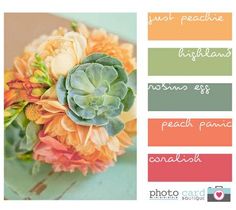 the color scheme for an orange and green bouquet