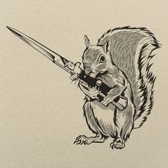 Animals With Knives Tattoos, Creative Tattoo Ideas For Men, Sketchbook Exercises, Sketchy Art, Magic Animals, Squirrel Tattoo, Easy Tattoo, Soldier Drawing, Silkscreen Design