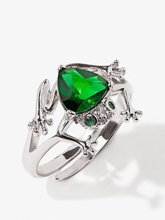 Frog Ring With Emerald Stone ring Vinty Jewelry platinum Ring With Emerald Stone, Frog Ring, Ring With Emerald, Frog Jewelry, Enchanted Jewelry, Aquamarine Colour, A Frog, Cubic Zirconia Rings, Stone Gold