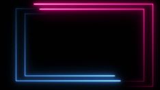 an abstract neon frame on a black background with blue and pink lines in the middle