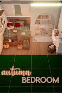 #fall #bloxburg Fall House Builds Bloxburg, Autumn Themed Bloxburg House, Halloween House Bloxburg Layout Ideas, Random Bloxburg Rooms, Bloxburg Autumn Interior Ideas, Cute Bloxburg Master Bedrooms, Bloxburg Seating Area Ideas, Fall Living Room Decor Bloxburg, Cute Fall Bloxburg Bedrooms