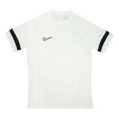 Men's Nike Dri-FIT Academy Casual Sports Knit Soccer/Football Cuff Colorblock Embroidered Short Sleeve White T-Shirt CW6102-100 (Embroidery) White Crew Neck Sporty Jersey, White Short Sleeve Sports Jersey, White Short Sleeve Jersey For Sports Events, White Short Sleeve Jersey Sportswear, White Short Sleeve Jersey With Moisture-wicking, White Team Spirit Jersey With Crew Neck, White Football Training Jersey For Football Season, White Football Season Jersey For Training, White Training Jersey For Football Season