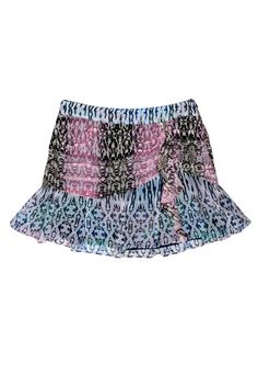 Current Boutique-Ramy Brook - Rainbow Snakeskin Printed Ruffle Miniskirt Sz 8 Fitted Mini Skirt With Ruffles, Short Ruffled Mini Skirt For Day Out, Fitted Ruffled Mini Skirt, Summer Short Ruffled Mini Skirt, Fitted Ruffled Skort For Summer, Flirty Ruffled Mini Skirt For Summer, Summer Ruffled Short Mini Skirt, Summer Stretch Ruffled Mini Skirt, Summer Ruffle Hem Mini Skirt