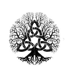 the tree of life is drawn in black and white