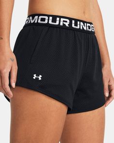 Light, breathable mesh fabric is super comfortable|Stretchy elastic waistband with wordmark detail when folded over|Convenient side hand pockets|Curved hem for a more flattering silhouette Easter 2024, Under Armor Shorts, Stocking Stuffers For Girls, Shirts For Leggings, Under Armour Shorts, Training Shorts, Boys Accessories, 2025 Vision, Under Armour Women