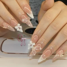 #nails #nailsofinstagram #stilettonails #acrylic #acrylicnaildesigns #white Quinceanera Nails, French Tip Nail Designs, Vintage Nails, Girly Acrylic Nails, Nails Only