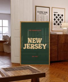 there is a new jersey poster in the living room