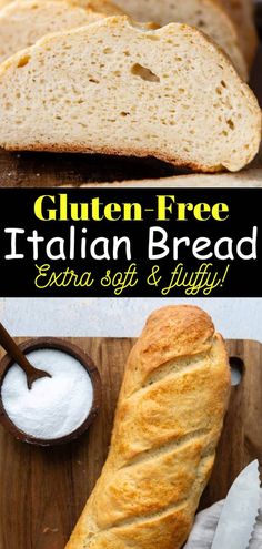 gluten - free italian bread with extra soft and fluffy flour on the side