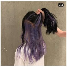 Brown Hair With Lavender Underneath, Purple Underlayer Hair, Under Dye Hair Ideas, Under Hair Color Purple, Under Dyed Hair Purple, Under Part Of Hair Dyed, Under Hair Dye Purple, Dyed Underlayer, Underlayer Hair Dye