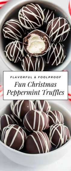 Image for Fun Christmas Peppermint Truffles Peppermint Chocolate Truffles, Peppermint Truffles Recipe, Chocolate Covered Truffles, Peppermint Balls Christmas, Christmas Dinners For Kids, No Bake Truffles Christmas, Christmas Balls Dessert, Christmas Sweet Dips For Parties, Homemade Treats For Christmas