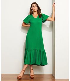 Gibson & Latimer V-Neck Tie Back Detail Short Puffed Sleeve Tiered Ruffled Hem Midi Dress | Dillard's Elegant Puff Sleeve V-neck Dress With Ruffle Hem, Casual V-neck Midi Dress With Pleated Sleeves, Green V-neck Puff Sleeve Dress With Gathered Sleeves, Casual Puff Sleeve V-neck Dress, Casual Puff Sleeve Dress With V-neck, Elegant V-neck Puff Sleeve Dress With Ruffle Hem, Casual Puff Sleeve V-neck Dress With Ruffles, Summer Puff Sleeve Dress With Pleated Sleeves And V-neck, Summer V-neck Puff Sleeve Dress With Pleated Sleeves