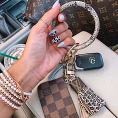 Lv Keychain, Preppy Car, Car Vibes, Louis Vuitton Keychain, Louis Vuitton Key Pouch, Car Things