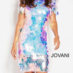 Unicorn Dress! One Of A Kind Show Stopping Dress. Holigraphic Dress, Glitter Rainbow Dress, Sequin Dress Accessories, Jovani Gown, Cocktail Dress Style, Knee Length Cocktail Dress, Color Boards, Affordable Prom Dresses, Jovani Dresses